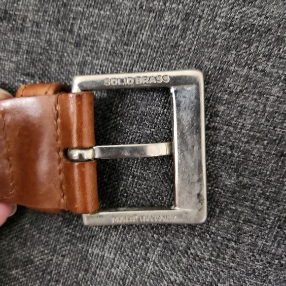 Longhi Belt Mens 40 Brown Blue Braided Woven Stretch Made In Italy Solid Brass - Picture 8 of 8